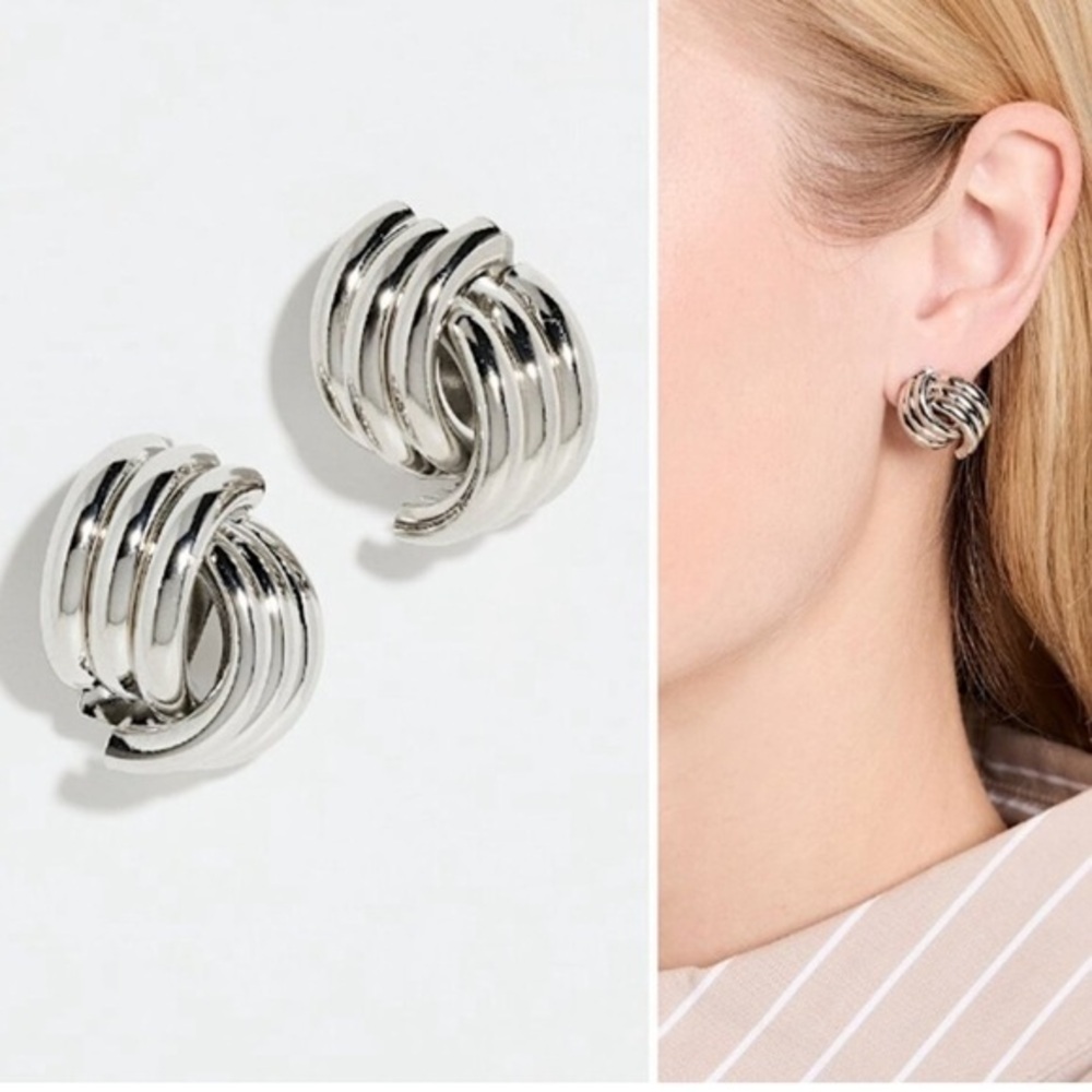 NEW Anthropologie Shashi "Grace" silver Knot Earrings